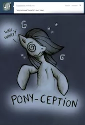 Size: 878x1280 | Tagged: safe, artist:lonelycross, derpibooru import, marble pie, pony, ask lonely inky, ask, choker, comic, confused, dialogue, duality, lonely inky, question, swirly eyes, talking, tumblr