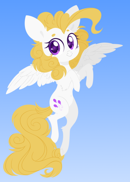 Size: 5000x7004 | Tagged: safe, artist:belka-sempai, derpibooru import, surprise, pegasus, pony, absurd resolution, beanbrows, chest fluff, cute, ear fluff, eyebrows, female, flying, g1, g1betes, gradient background, leg fluff, mare, solo, spread wings, wing fluff, wings