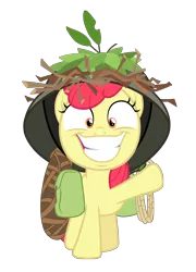 Size: 4080x5673 | Tagged: safe, artist:vvolllovv, derpibooru import, apple bloom, earth pony, pony, going to seed, adorabloom, big grin, cute, face of mercy, female, filly, foal, grin, helmet, raised hoof, simple background, smiling, solo, transparent background, vector, vietnam war