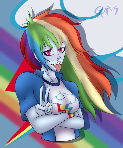 Size: 815x980 | Tagged: safe, artist:crimsonreapress, derpibooru import, rainbow dash, equestria girls, clothes, crossed arms, female, looking at you, tongue out