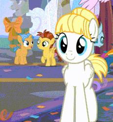 Size: 500x540 | Tagged: safe, derpibooru import, screencap, citrus bit, flash magnus, gallus, lemon crumble, ocellus, silverstream, smolder, summer breeze, changedling, changeling, classical hippogriff, dragon, earth pony, gryphon, hippogriff, pegasus, pony, unicorn, she's all yak, animated, animation error, bust, colt, confetti, cropped, cute, female, foal, friendship student, hair bun, hoof on chin, hyper sonic, male, offscreen character, solo focus, waving, wing hands, wing wave, wings