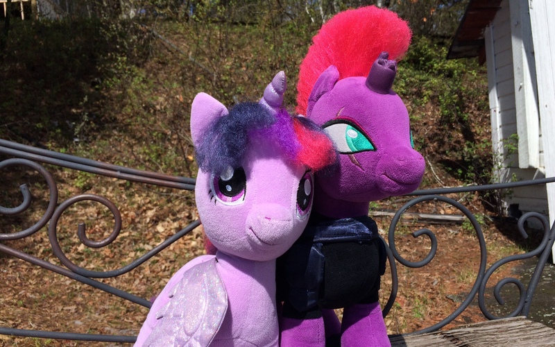 Size: 3264x2038 | Tagged: safe, artist:ejlightning007arts, derpibooru import, tempest shadow, twilight sparkle, twilight sparkle (alicorn), alicorn, pony, build-a-bear, chair, cute, female, lesbian, merchandise, photo, plushie, shipping, tempestbetes, tempestlight, twiabetes