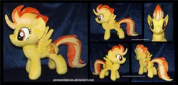 Size: 1600x770 | Tagged: safe, artist:peruserofpieces, derpibooru import, spitfire, pegasus, pony, female, front view, irl, mare, photo, plushie, profile, rear view, smiling, solo, toy, wings
