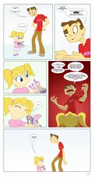 Size: 1152x2160 | Tagged: safe, artist:didj, derpibooru import, princess celestia, human, pony, angry, brony, comic, dialogue, doll, female, happy, male, overreaction, pigtails, pinklestia, signature, smiling, target demographic, toy, twintails