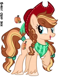 Size: 1382x1804 | Tagged: artist needed, safe, artist:starling-sentry-yt, derpibooru import, oc, oc:honeycrisp bee, unofficial characters only, earth pony, pony, bandana, base used, female, hat, mare, offspring, parent:applejack, parent:caramel, parents:carajack, simple background, solo, tail wrap, transparent background