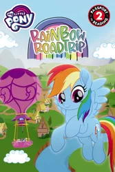 Size: 500x750 | Tagged: safe, derpibooru import, official, applejack, fluttershy, pinkie pie, rainbow dash, rarity, twilight sparkle, twilight sparkle (alicorn), alicorn, earth pony, pegasus, pony, unicorn, rainbow roadtrip, book, book cover, cloud, cover, female, flying, hot air balloon, mane six, mare, movie accurate, my little pony logo, picture for breezies, ponyville, preview, river, sky, tree