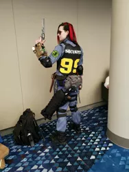 Size: 3024x4032 | Tagged: backpack, clothes, cosplay, costume, derpibooru import, fallout, fallout equestria, fallout equestria: project horizons, fanfic art, gun, human, irl, irl human, momocon, momocon 2019, oc, oc:blackjack, photo, safe, sunglasses, unofficial characters only, weapon, woman