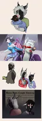 Size: 1024x2904 | Tagged: semi-grimdark, artist:blackblood-queen, derpibooru import, oc, oc:damion bates, oc:ruben bates, oc:victor bates, oc:vienna bates, unofficial characters only, anthro, bat pony, gryphon, accident, anthro oc, baby, bat pony oc, bat wings, blanket, bleeding, blood, breasts, brothers, carrying, clothes, cute, eyes closed, fangs, female, griffon oc, husband and wife, ice skating, male, married couple, medal, money, pain, siblings, simple background, smiling, stallion, wings