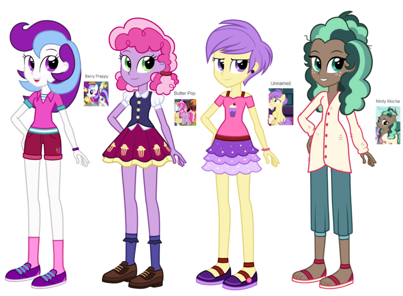 Size: 2448x1800 | Tagged: safe, artist:thecheeseburger, derpibooru import, berry preppy, berry sweet, butter pop, minty mocha, pony, equestria girls, background pony, equestria girls-ified, female, friendship student