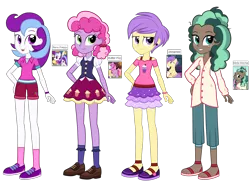 Size: 2448x1800 | Tagged: safe, artist:thecheeseburger, derpibooru import, berry preppy, berry sweet, butter pop, minty mocha, pony, equestria girls, background pony, equestria girls-ified, female, friendship student
