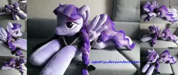 Size: 1600x677 | Tagged: safe, artist:agatrix, derpibooru import, inky rose, pegasus, pony, braid, clothes, couch, dress, female, goth, irl, life size, mare, panties, photo, plushie, prone, solo, underwear