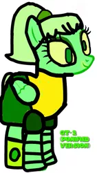 Size: 321x570 | Tagged: safe, derpibooru import, ponified, pony, robot, robot pony, 1000 hours in ms paint, base used, clothes, designing women, dress, female, lipstick, my life as a teenage robot, qt-2, solo, text, vexus