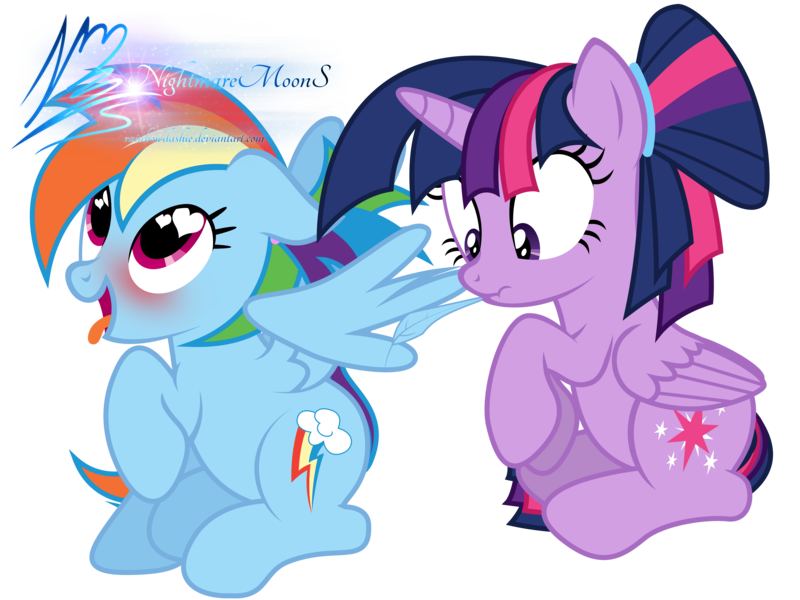 Size: 8000x6000 | Tagged: suggestive, artist:nightmaremoons, derpibooru import, rainbow dash, twilight sparkle, twilight sparkle (alicorn), alicorn, pegasus, pony, accident, ahegao, alternate hairstyle, blushing, female, grooming, heart eyes, lesbian, mare, open mouth, preening, raised hoof, scrunchy face, shipping, show accurate, show accurate porn, simple background, tongue out, transparent background, twidash, whoops, wingding eyes