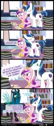 Size: 855x1980 | Tagged: suggestive, artist:dm29, derpibooru import, edit, princess cadance, queen chrysalis, shining armor, alicorn, changeling, changeling queen, pony, unicorn, bisexual, chrysarmordance, comic, cute, cutealis, cyrillic, female, lesbian, male, mind control, polyamory, russian, shining adorable, shining armor gets all the mares, shipping, straight, translation