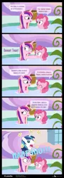 Size: 1000x2780 | Tagged: safe, artist:dm29, derpibooru import, edit, pinkie pie, princess cadance, shining armor, pony, the one where pinkie pie knows, comic, cyrillic, forever, open mouth, pinkie promise, puffy cheeks, russian, smiling, translation, wide eyes