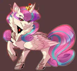 Size: 2081x1922 | Tagged: dead source, source needed, safe, artist:petergriffinschin, derpibooru import, princess flurry heart, alicorn, pony, accessory swap, corrupted, evil flurry heart, evil grin, female, grin, implied king sombra, mare, older, older flurry heart, possessed, smiling, solo, sombra eyes