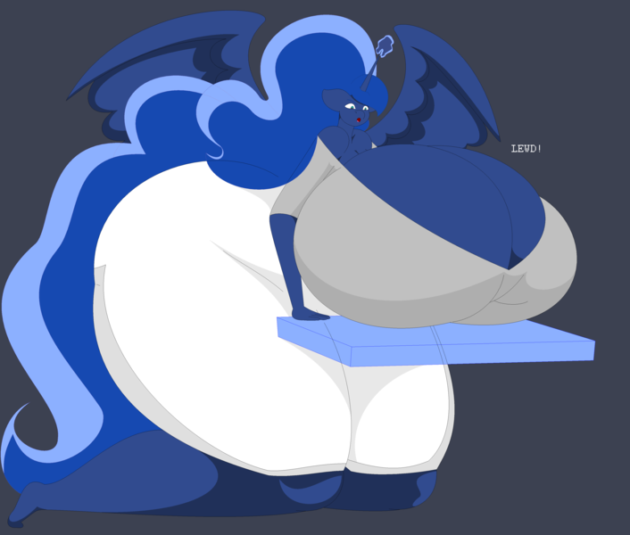 Size: 4000x3400 | Tagged: anthro, artist:two-ton-neko, big breasts, breasts, busty princess luna, butt, derpibooru import, female, huge breasts, huge butt, hyper, hyper breasts, impossibly large breasts, impossibly large butt, large butt, lewd, open mouth, plantigrade anthro, princess luna, solo, solo female, suggestive, thighs, thunder thighs, wide hips