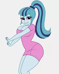 Size: 1600x2000 | Tagged: suggestive, artist:mashoart, derpibooru import, sonata dusk, equestria girls, adorasexy, breasts, busty sonata dusk, cleavage, clothes, cute, female, looking at you, minidress, miniskirt, ponytail, sexy, simple background, skirt, smiling, solo, solo female, sonata donk, stupid sexy sonata dusk, thick, thighs