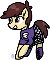 Size: 749x899 | Tagged: safe, artist:rainbow eevee, derpibooru import, ponified, pony, boots, clothes, cute, female, freckles, luna loud, plaid skirt, shoes, simple background, skirt, solo, the loud house, transparent background