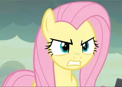 Size: 1330x940 | Tagged: safe, derpibooru import, screencap, fluttershy, pegasus, pony, sweet and smoky, angry, cropped, female, fluttershy is not amused, gritted teeth, looking at you, mare, solo, unamused