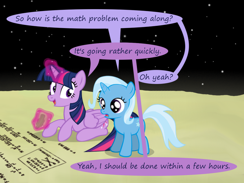 Size: 1200x900 | Tagged: safe, artist:evil-dec0y, derpibooru import, trixie, twilight sparkle, twilight sparkle (alicorn), alicorn, pony, comic:trixie vs., comic:trixie vs. the moon, comic