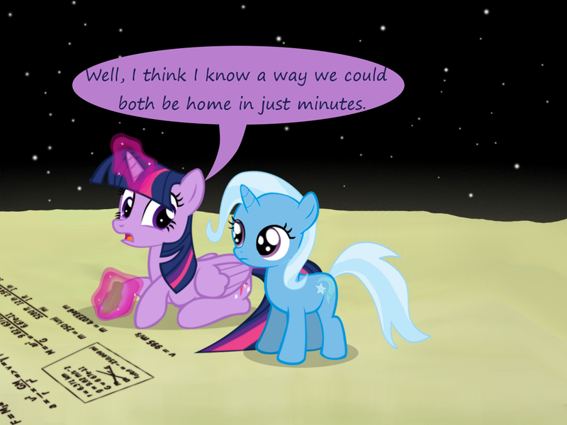 Size: 1200x900 | Tagged: safe, artist:evil-dec0y, derpibooru import, trixie, twilight sparkle, twilight sparkle (alicorn), alicorn, pony, comic:trixie vs., comic:trixie vs. the moon, comic