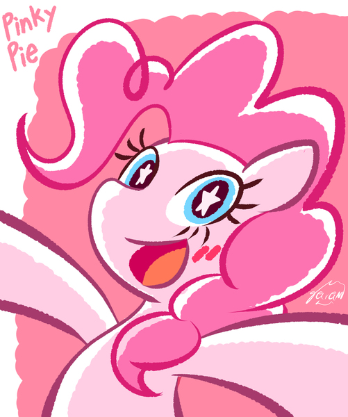 Size: 1001x1200 | Tagged: safe, artist:garammasara, derpibooru import, pinkie pie, earth pony, pony, blushing, bust, cute, diapinkes, female, mare, open mouth, pixiv, solo, starry eyes, wingding eyes