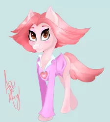 Size: 1800x2000 | Tagged: safe, artist:zomixnu, derpibooru import, ponified, earth pony, pony, ace attorney, april may, clothes, crossover, female, heart, mare, phoenix wright, phoenix wright: ace attorney, simple background, solo, suit
