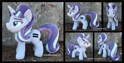 Size: 3450x1754 | Tagged: safe, artist:peruserofpieces, derpibooru import, starlight glimmer, unicorn, the cutie map, bedroom eyes, equal cutie mark, evil starlight, fake cutie mark, female, front view, horn, irl, lidded eyes, mare, photo, plushie, profile, rear view, s5 starlight, smiling, smirk, smug, solo, toy