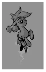 Size: 1384x2152 | Tagged: safe, anonymous artist, derpibooru import, oc, oc:safe haven, pony, /mlp/, drawthread, gray background, grayscale, monochrome, simple background, solo