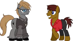 Size: 2000x1125 | Tagged: safe, artist:theeditormlp, derpibooru import, oc, oc:jaxson zitting, oc:the editor, unofficial characters only, earth pony, pony, clothes, glasses, male, pants, shirt, simple background, stallion, transparent background, vector, vest
