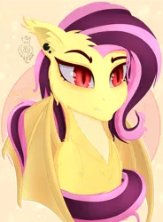 Size: 3600x4900 | Tagged: safe, artist:batsdisaster, derpibooru import, fluttershy, bat pony, pegasus, pony, bat ponified, bat wings, emo, emoshy, fangs, female, flutterbat, mare, race swap, solo, wings