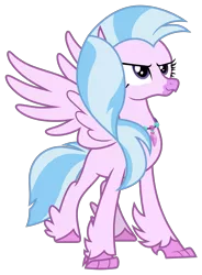 Size: 1759x2390 | Tagged: artist:sonofaskywalker, classical hippogriff, confident, derpibooru import, female, hippogriff, jewelry, necklace, pose, proud, safe, silverstream, simple background, solo, spread wings, transparent background, uprooted, vector, wings