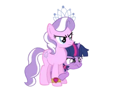 Size: 1024x768 | Tagged: safe, artist:turnaboutart, derpibooru import, diamond tiara, twilight sparkle, twilight sparkle (alicorn), alicorn, earth pony, pony, fanfic:mama applejack, age progression, age regression, alternate hairstyle, alternate universe, aunt and niece, cutie mark, female, filly, implied diamondbloom, jewelry, mare, ring, simple background, the cmc's cutie marks, tiara, transparent background