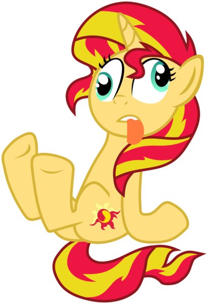 Size: 1024x1498 | Tagged: safe, artist:nascarcatcar, derpibooru import, sunset shimmer, pony, unicorn, derp, faic, female, mare, silly, silly pony, simple background, sitting, solo, tongue out, transparent background, vector