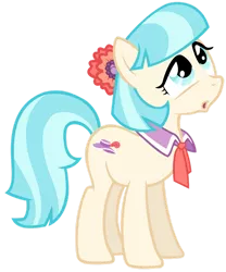 Size: 1024x1231 | Tagged: safe, artist:nascarcatcar, derpibooru import, coco pommel, earth pony, pony, :o, confused, female, flower, flower in hair, looking up, mare, open mouth, simple background, solo, transparent background, vector