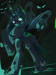 Size: 1280x1700 | Tagged: artist:penpale-heart, changeling, changeling hive, changeling queen, crown, derpibooru import, female, jewelry, queen chrysalis, regalia, safe, signature, solo