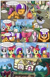 Size: 2030x3130 | Tagged: safe, artist:sirzi, derpibooru import, apple bloom, scootaloo, sweetie belle, earth pony, pegasus, pony, unicorn, comic:talisman for a pony, bow, clothes, comic, cutie mark crusaders, female, filly, hair bow, helmet, jackie chan adventures, speech bubble, talisman, trio