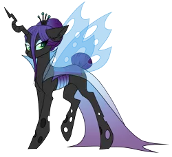 Size: 3296x3000 | Tagged: safe, artist:kxttponies, derpibooru import, oc, unofficial characters only, changeling, changepony, hybrid, adoptable, changeling oc, female, magical lesbian spawn, offspring, parent:queen chrysalis, parent:rarity, parents:chrysarity, sideways glance, simple background, solo, transparent background