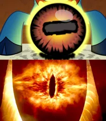 Size: 640x730 | Tagged: comparison, crystal ball, derpibooru import, edit, edited screencap, eye of sauron, grogar, grogar's orb, lord of the rings, safe, screencap, separated at birth, slowpoke, the beginning of the end