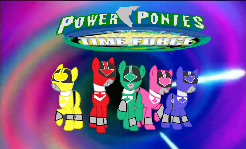 Size: 1433x868 | Tagged: safe, artist:cam-and-sister-paint, derpibooru import, pony, blue ranger, green ranger, mirai sentai timeranger, pink ranger, power rangers, power rangers time force, red ranger, yellow ranger