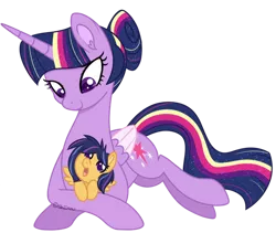 Size: 600x506 | Tagged: safe, artist:shiiazu, derpibooru import, twilight sparkle, twilight sparkle (alicorn), oc, oc:nova star sparkle, alicorn, pegasus, pony, alternate hairstyle, baby, baby pony, colored pupils, colored wings, colored wingtips, crossed legs, cute, daaaaaaaaaaaw, daughter, digital art, duo, duo female, ear fluff, ethereal mane, family, female, filly, foal, hair bun, happy, holding a pony, hooves, looking at each other, lying down, mama twilight, mare, mother, mother and child, mother and daughter, next generation, offspring, older, older twilight, parent:flash sentry, parent:twilight sparkle, parents:flashlight, princess, signature, simple background, smiling, starry mane, transparent background, wings