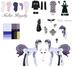 Size: 7086x6519 | Tagged: safe, artist:moonlight0shadow0, derpibooru import, inky rose, oc, oc:angsty emocore, oc:clausa vera, oc:misanthropy melody, oc:myringa, oc:soprano shadow, pegasus, pony, icey-verse, alternate hairstyle, bandana, boots, clothes, commission, dress, ear piercing, earring, fallen royalty, female, hoodie, jewelry, lip piercing, mare, necklace, overalls, pajamas, piercing, redesign, reference sheet, ring, shirt, shoes, simple background, socks, solo, striped socks, t-shirt, tattoo, transparent background, wedding dress