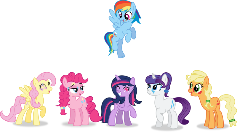 Size: 10785x6092 | Tagged: safe, artist:8-notes, derpibooru import, applejack, fluttershy, pinkie pie, rainbow dash, rarity, twilight sparkle, twilight sparkle (alicorn), alicorn, earth pony, pegasus, pony, unicorn, alternate hairstyle, commission, cute, cutie mark tattoo, dashabetes, diapinkes, eyes closed, female, flying, happy, jackabetes, lidded eyes, mane six, mare, open mouth, raised hoof, raribetes, shyabetes, simple background, smiling, tattoo, transparent background, twiabetes, vector, wings