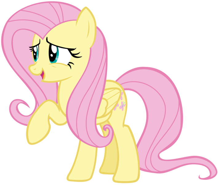 Size: 6729x5692 | Tagged: safe, artist:andoanimalia, derpibooru import, fluttershy, pegasus, pony, the hooffields and mccolts, absurd resolution, cute, female, mare, open mouth, raised hoof, simple background, solo, transparent background, vector