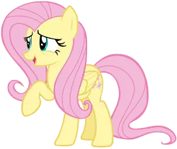 Size: 6729x5692 | Tagged: safe, artist:andoanimalia, derpibooru import, fluttershy, pegasus, pony, the hooffields and mccolts, absurd resolution, cute, female, mare, open mouth, raised hoof, simple background, solo, transparent background, vector
