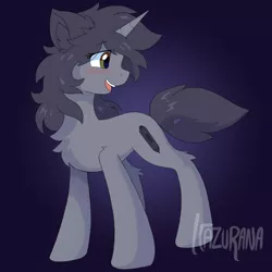 Size: 2000x2000 | Tagged: safe, artist:itazurana, derpibooru import, oc, oc:kate, unofficial characters only, pony, unicorn, chest fluff, cute, female, gift art, gradient background, happy, mare, ocbetes