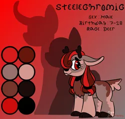 Size: 1920x1818 | Tagged: safe, artist:ressurectednightmare, derpibooru import, oc, oc:steelechromic, unofficial characters only, deer, pony, height scale, male, reference, sideview, smol, solo