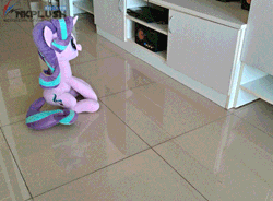 Size: 400x295 | Tagged: safe, artist:nekokevin, derpibooru import, starlight glimmer, twilight sparkle, twilight sparkle (alicorn), alicorn, pony, unicorn, series:nekokevin's glimmy, animated, chase, clothes, cute, duo, female, gif, glimmerbetes, horses doing horse things, irl, mare, nekokevin is trying to murder us, photo, plushie, socks, starlight's little twibird, stop motion, striped socks, teleportation, twiabetes, weapons-grade cute