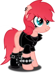 Size: 1280x1675 | Tagged: safe, artist:fletcherthehuntress, derpibooru import, oc, oc:kelynn, earth pony, pony, bracelet, clothes, female, jacket, leather jacket, mare, simple background, solo, spiked wristband, transparent background, wristband